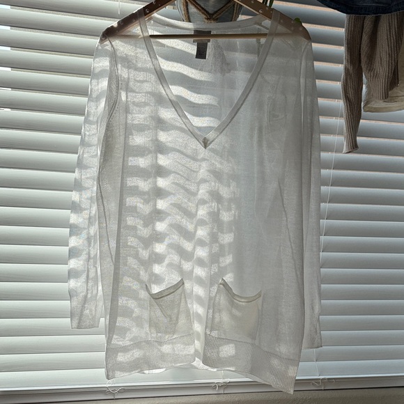 Chico's Tops - Chico's Sheer V-Neck Crewneck / Swim Cover